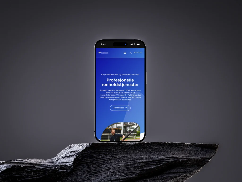 Profesjonelle rengjøringstjenester på mobilskjerm for bedrifter og hjem, kontakt oss.